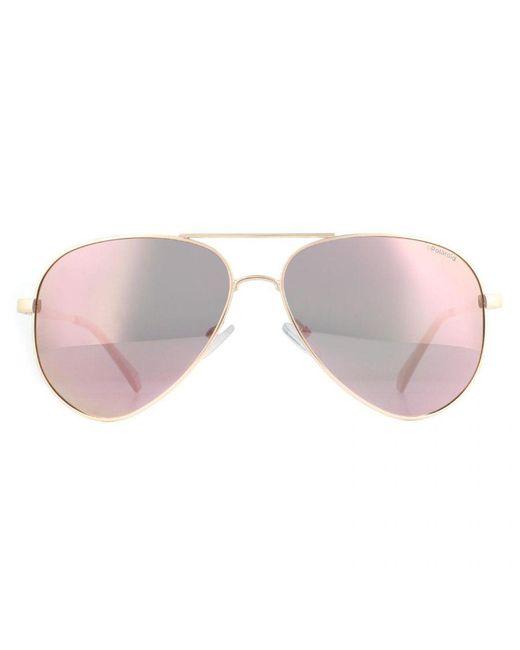 Polaroid Pink Aviator Copper Rose Mirror Polarized Sunglasses