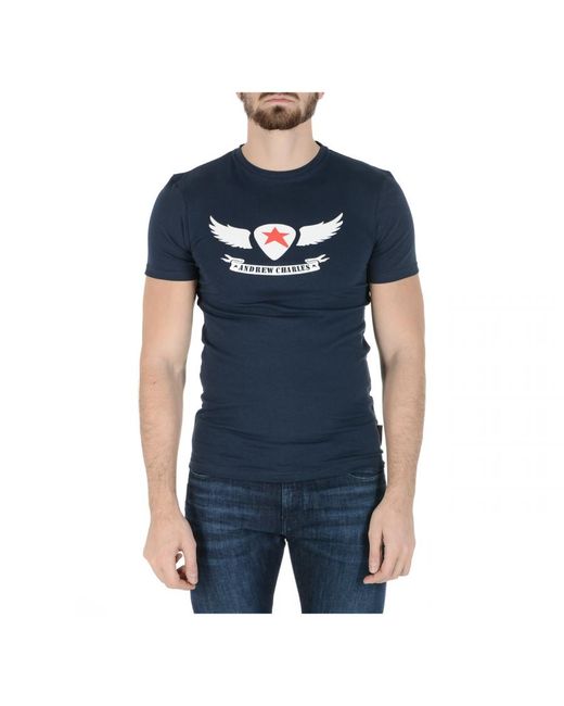 Andrew Charles by Andy Hilfiger Blue T-Shirt Short Sleeves Round Neck Keita for men