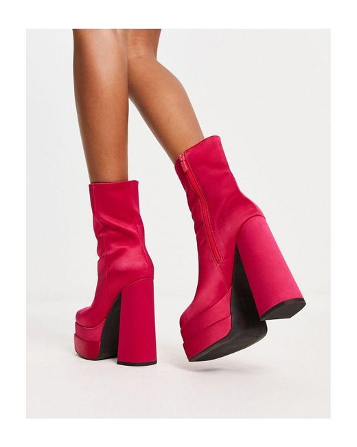 ASOS Pink Encore High-Heeled Platform Boots