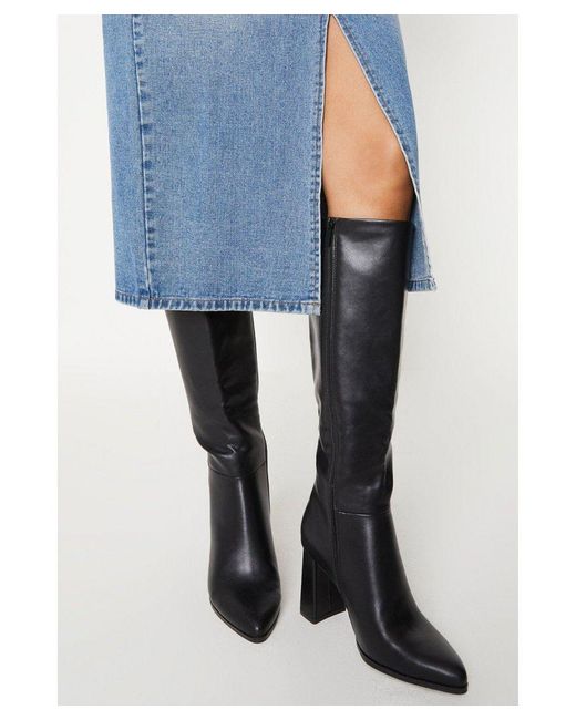 Dorothy Perkins Blue Wide Fit Kimmy Heeled Knee High Boots