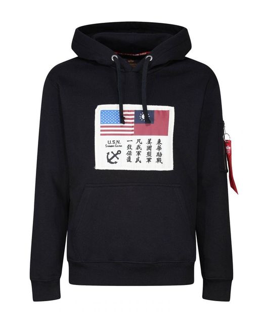 Alpha Industries Gray Usn Blood Chit Hoody for men