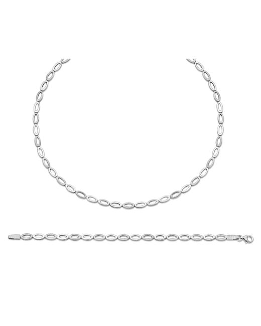 Orphelia White 925 Sterling Set: Chain + Bracelet