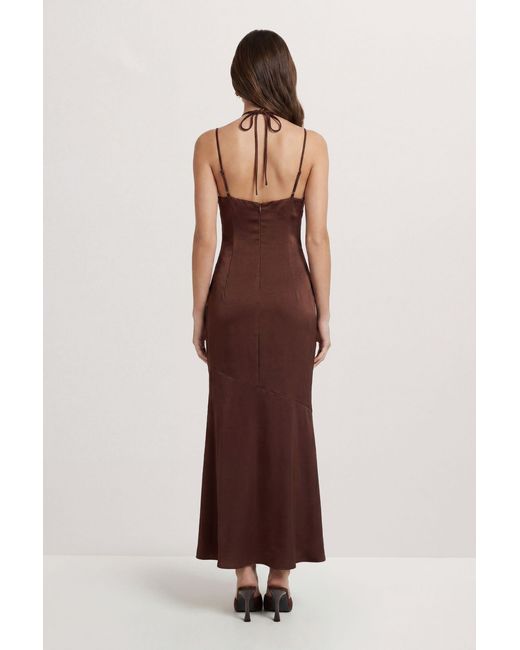 MissPap Brown Premium Tie Neck Detail Maxi Dress