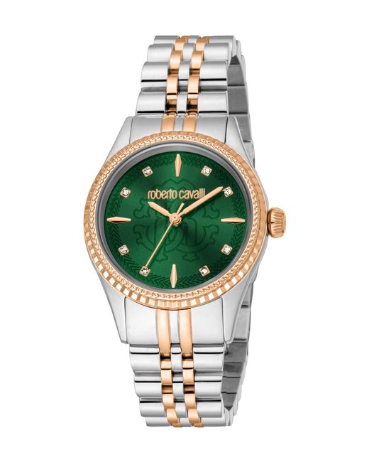 Roberto Cavalli Green Stainless Steel Two Tone & Rose Color Watch