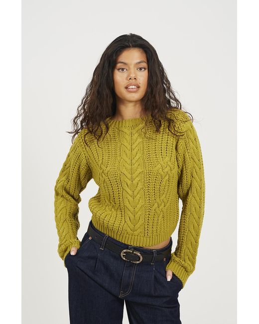 Brave Soul Blue Crew Neck Cable Knit Jumper