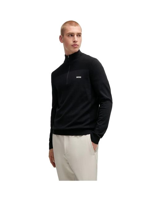 Boss Black Zip Neck Regular Fit Sweater for men