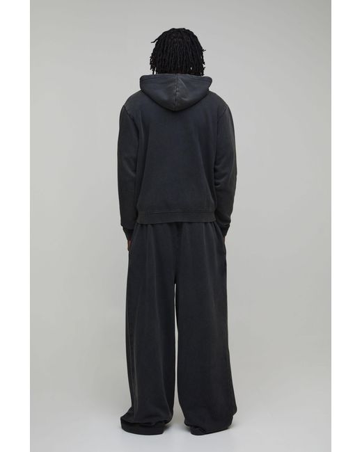 BoohooMAN Gray Tall Essential Washed Boxy Zip Through Hoodie for men