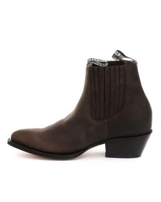 Grinders Black Western Ankle Boots- Maverick