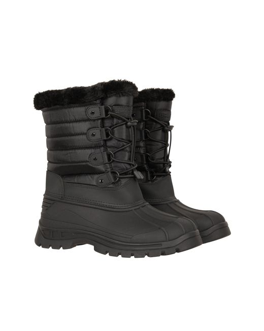 Mountain Warehouse Black 'Whistler' Snow Boots Faux Fur Proof Winter Skiing Shoes Textile for men