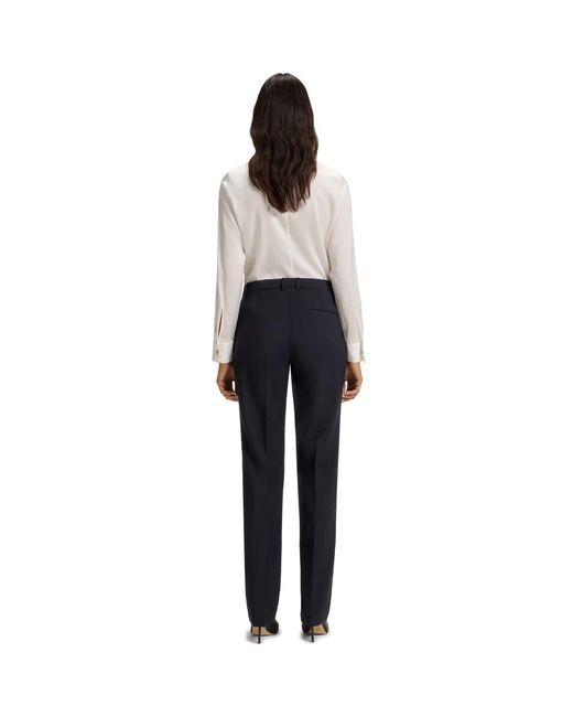 Boss Blue Tameah Solid Patterned Straight Chinos