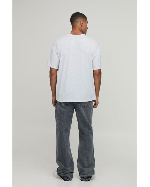 BoohooMAN Gray Tall Straight Flared Washed Jeans With Let Down Hem for men