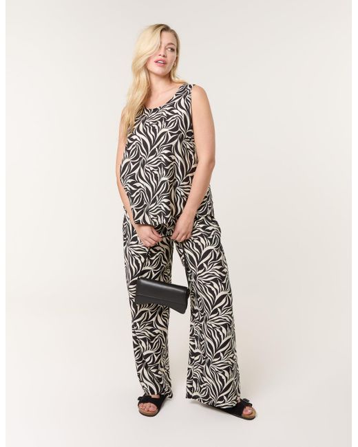 Blue Vanilla White Leaf Print Vest And Trouser Set