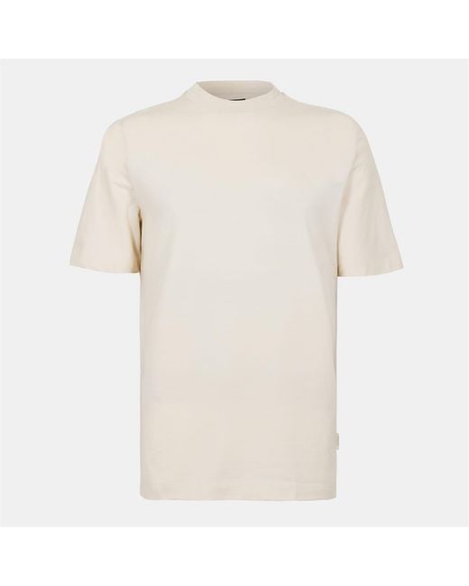 Boss Natural Mock Neck Ribbed Collar Short Sleeve T-Shirt for men