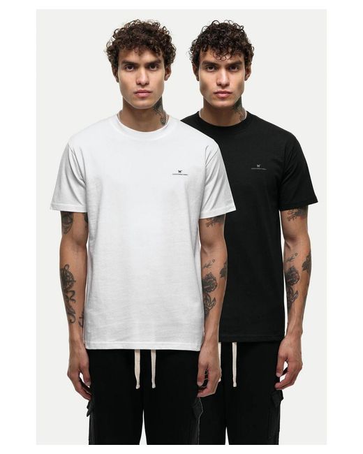 Good For Nothing White 2 Pack Cotton Blend Crew Neck Short Sleeve T Shirts for men
