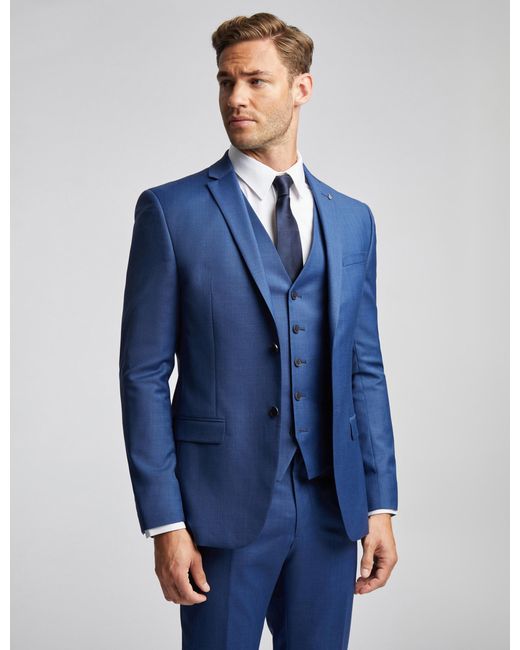Ted Baker Blue Slim Fit Sharkskin Jacket for men