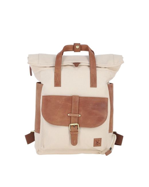 Fenland Sheepskin Pink Real Leather X Canvas Backpack for men