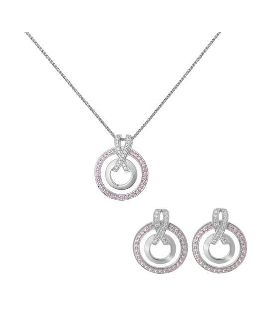 Orphelia Metallic 'Azalea' 925 Sterling Set: Chain-Pendant + Earrings