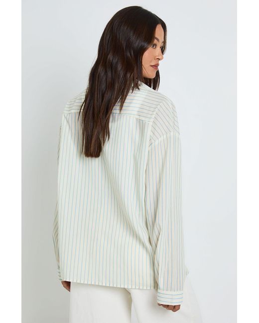 Boohoo White Tall Loose Fitting Stripe Shirt
