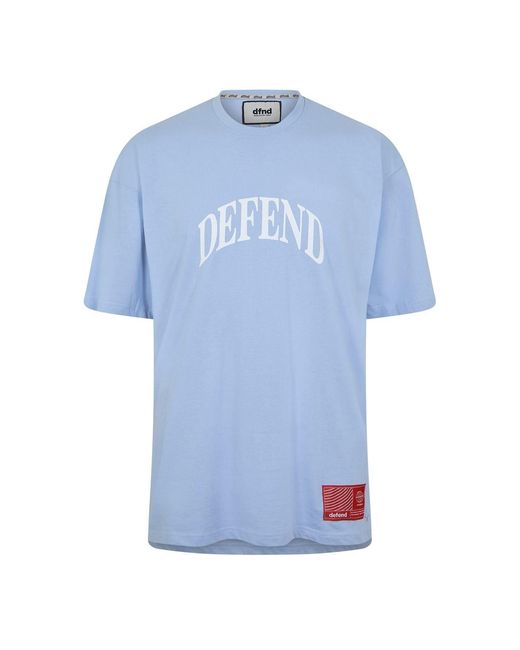 DFND London Blue Core Lettering Crew Neck Short Sleeve T-Shirt And Set for men