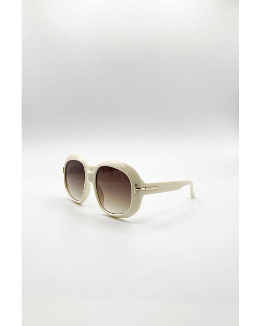 SVNX White Bold Round Oversized Sunglasses