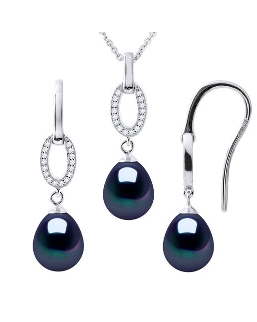 Diadema Blue Normandy Adornment Necklace & Earrings Dangle Freshwater Pearl 925