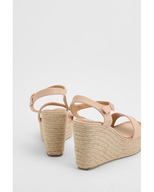 Faith Natural Remie Open Toe High Espadrille Wedge Sandals