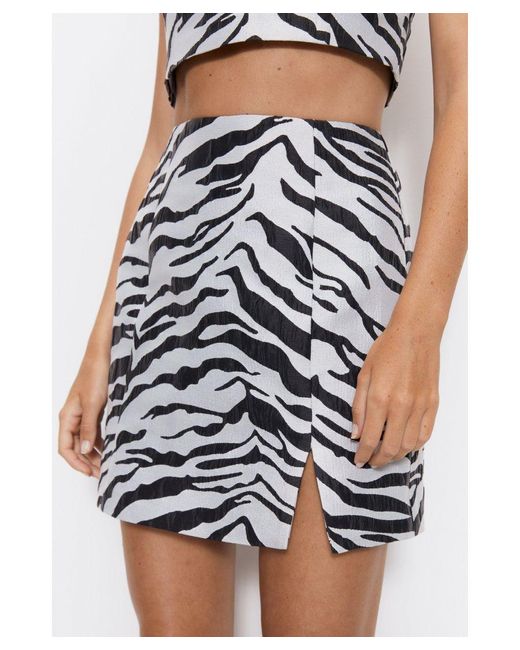Warehouse Multicolor Premium Jacqaurd Zebra Print Mini Skirt