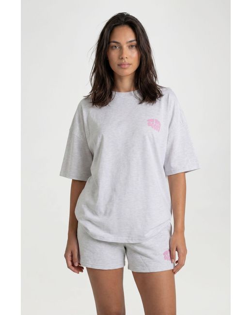 DSGN Studio White Sport Bubble Slogan Oversized T-Shirt