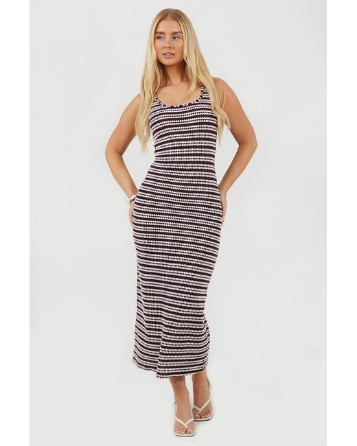 Brave Soul Red Strappy Striped Maxi Dress