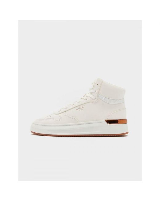 Mallet White Womenss Hoxton Mid-Top Trainers