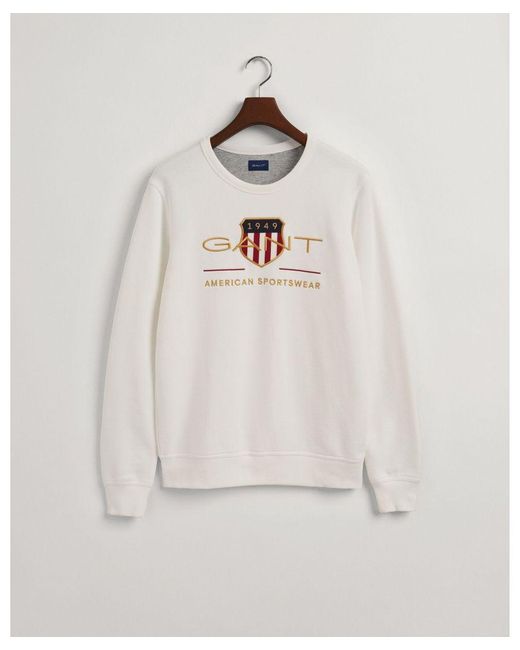 Gant White Archive Shield Crewneck Sweatshirt for men