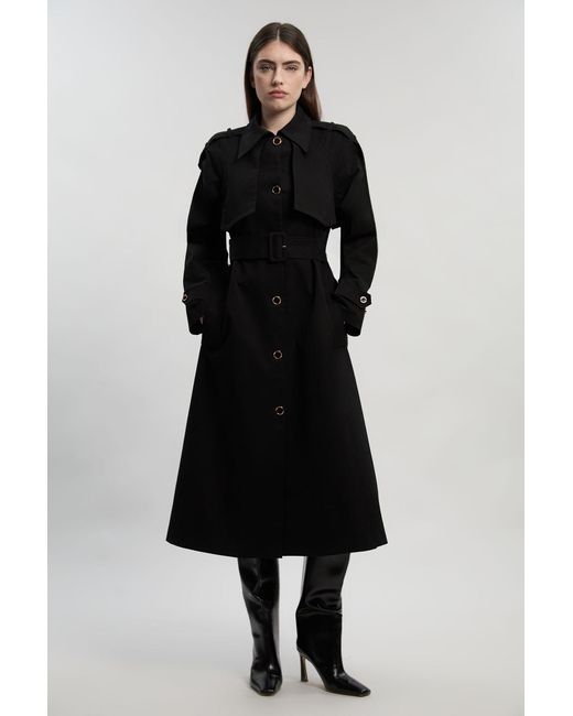 Karen Millen Black Pleated Back Trench Coat