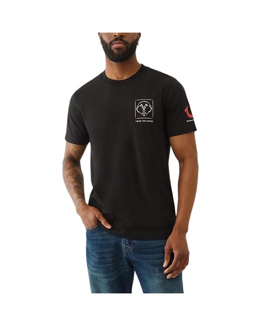 True Religion Black T Shirts Short Sleeve Buddha Soft Summer Crew Neck Tee for men