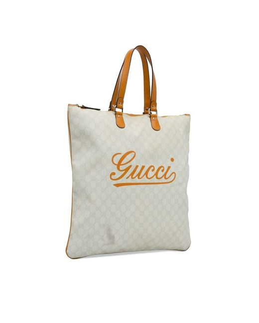 Gucci Vintage GG Plus Tote White Fabric