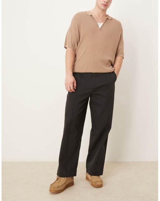 SELECTED Natural Tony Wide Leg Pleated Cordura Trouser for men