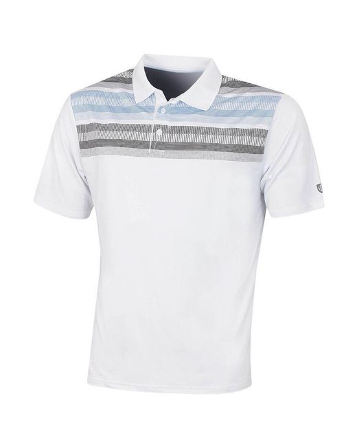 Island Green White Matrix Print Golf Polo Shirt for men