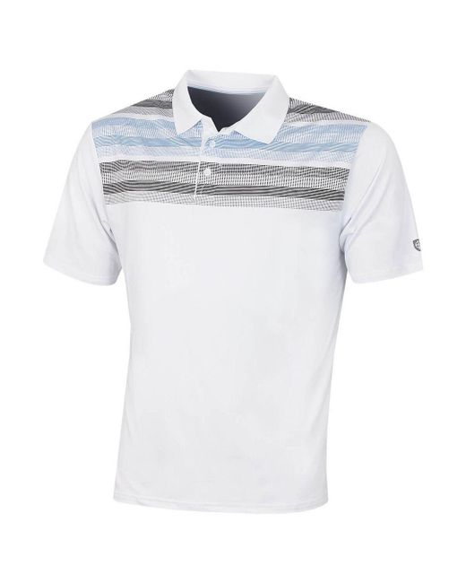 Island Green White Matrix Print Golf Polo Shirt for men