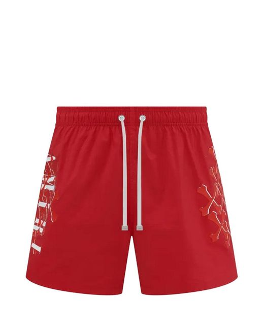 Amiri Red Bones Printed Swim Shorts for men