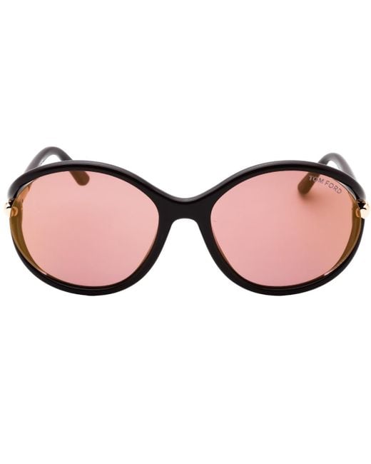 Tom Ford Pink Shiny Dark Frame Rose Lens Sunglasses