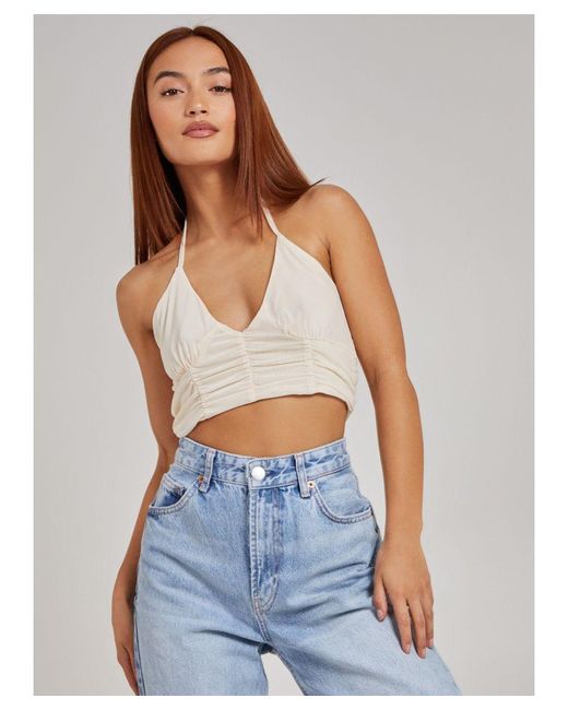 Pink Vanilla Blue Halterneck Cross Over Mesh Bralette