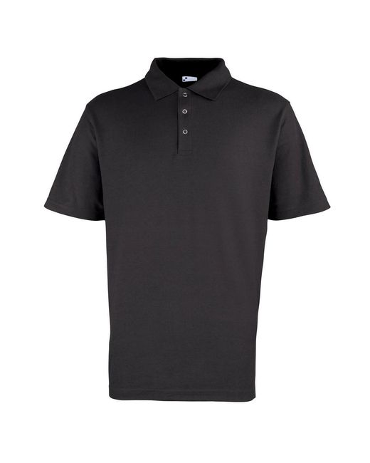 PREMIER Black Pique Stud Front Polo Shirt for men