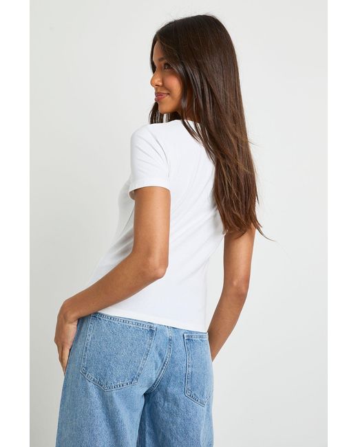 Boohoo White Basic Square Neck Short Sleeve Top