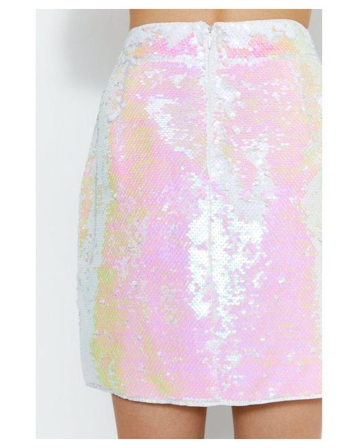 Warehouse White Premium Sequin Mini Skirt