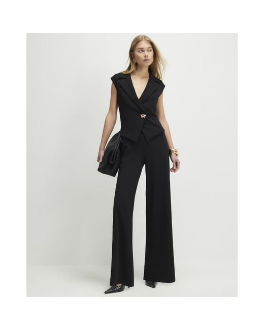 River Island Blue Jumpsuit Cap Sleeve Wide Leg