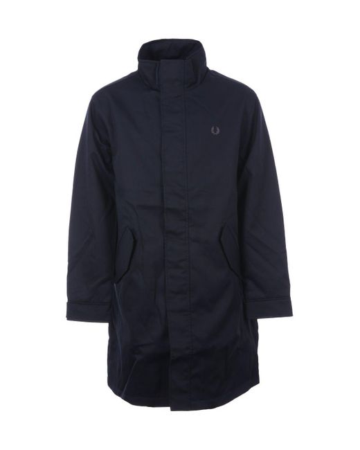 Fred Perry Blue Funnel Neck Parka Jacket for men