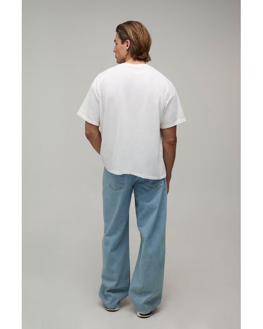 BoohooMAN Gray Oversized Boxy Palm Springs Over The Seams T-Shirt Cotton for men