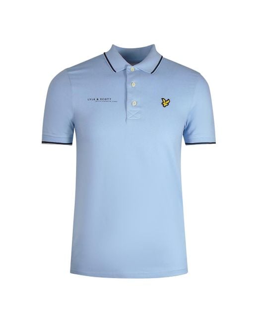 Lyle & Scott Blue Co-Ordinates Print Tipped Collar Light Polo Shirt Cotton for men