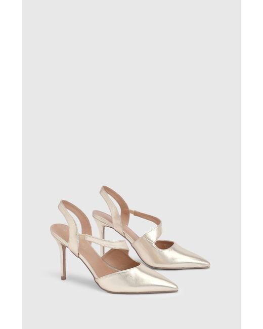 Wallis Natural Wide Fit Everly Asymmetric Pointed Stiletto High Heel Court Shoes