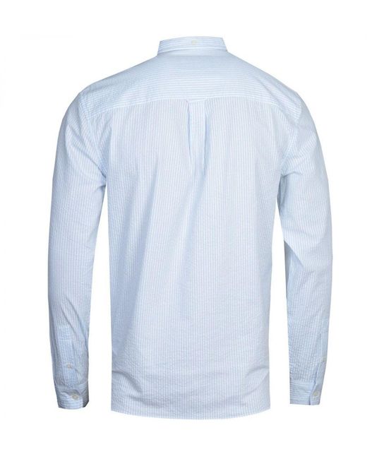 Lyle & Scott Blue Seersucker Pool Long Sleeve Shirt for men