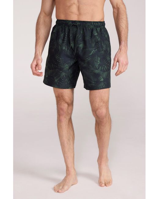 Mountain Warehouse Blue 'Aruba' Printed Swim Shorts Drawstring Quick Drying Swimming Trunks for men